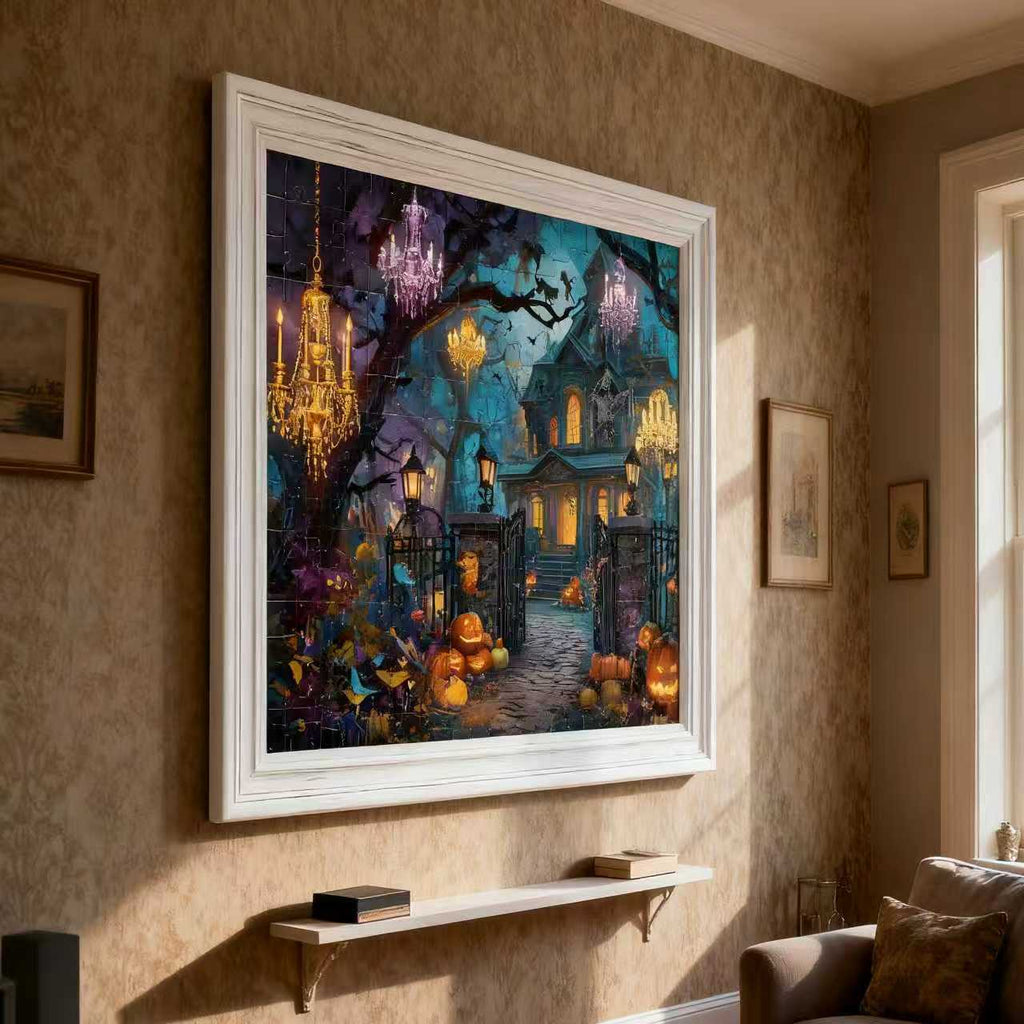 Halloween Haunted House & Pumpkins Jigsaw Puzzle - 500 Pieces,1000Pieces