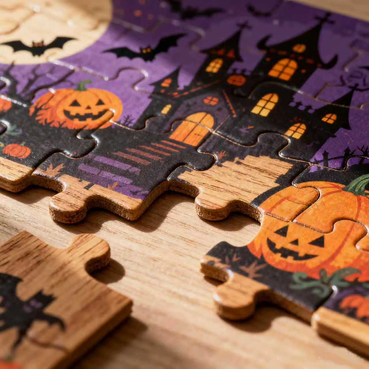 Halloween Haunted House & Pumpkins Jigsaw Puzzle - 500 Pieces,1000Pieces